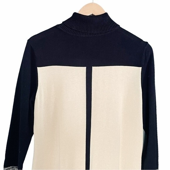 Narciso Rodriguez Colorblock Turtleneck Sweater Dress Black Cream Size Large - Picture 5 of 11